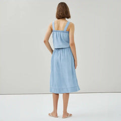 Chambray Light Wash Midi Skirt