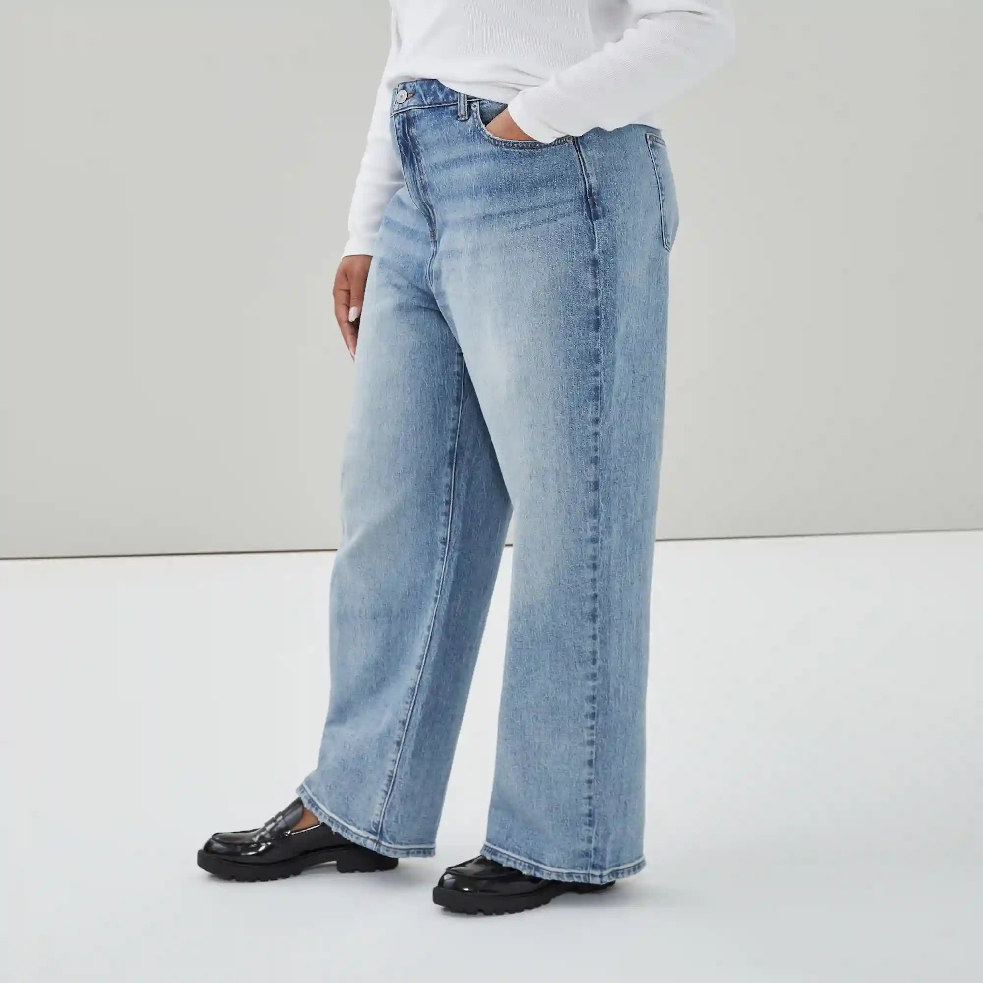 Women+ Medium Wash High Rise Wide Leg Jean