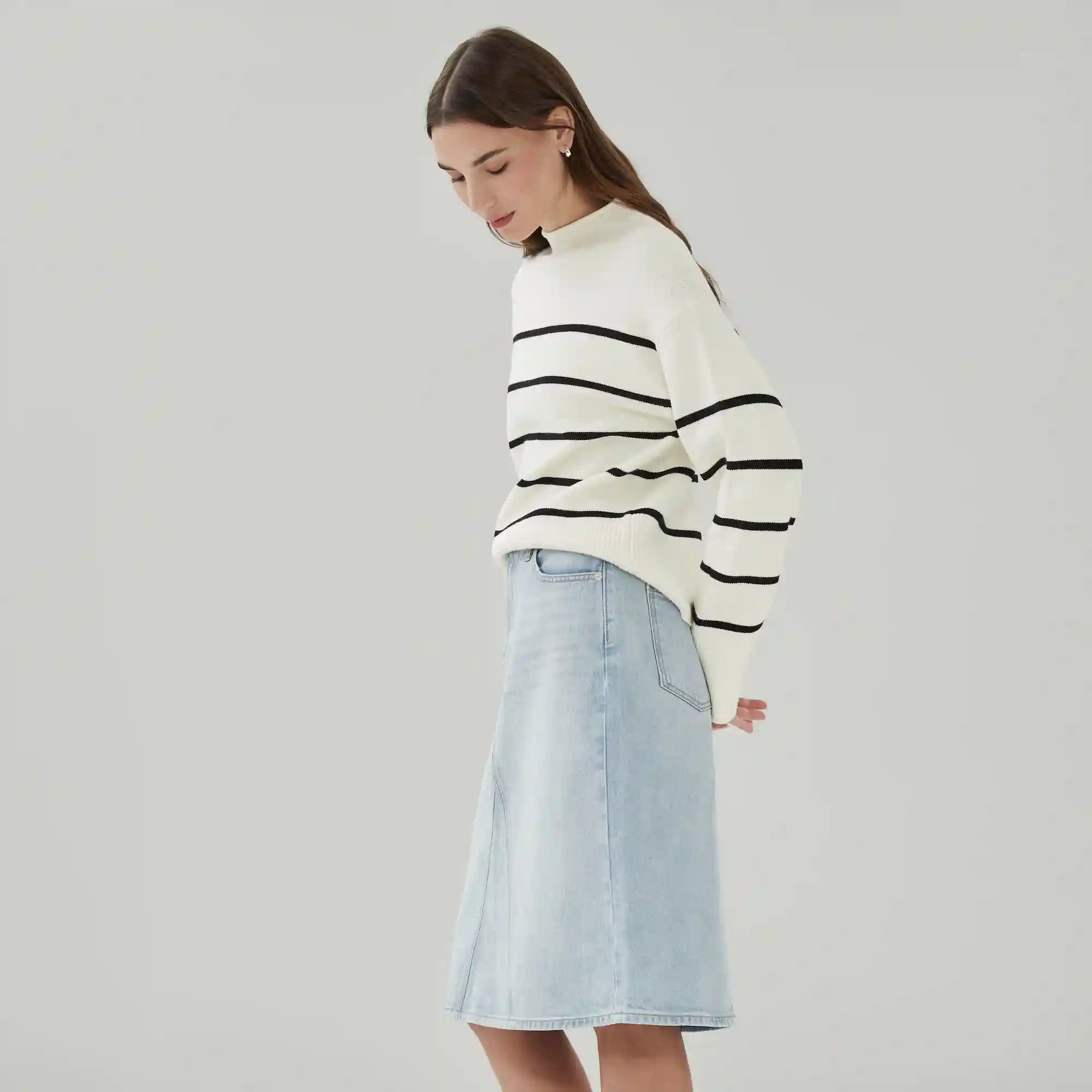 Light Wash Midi Skirt