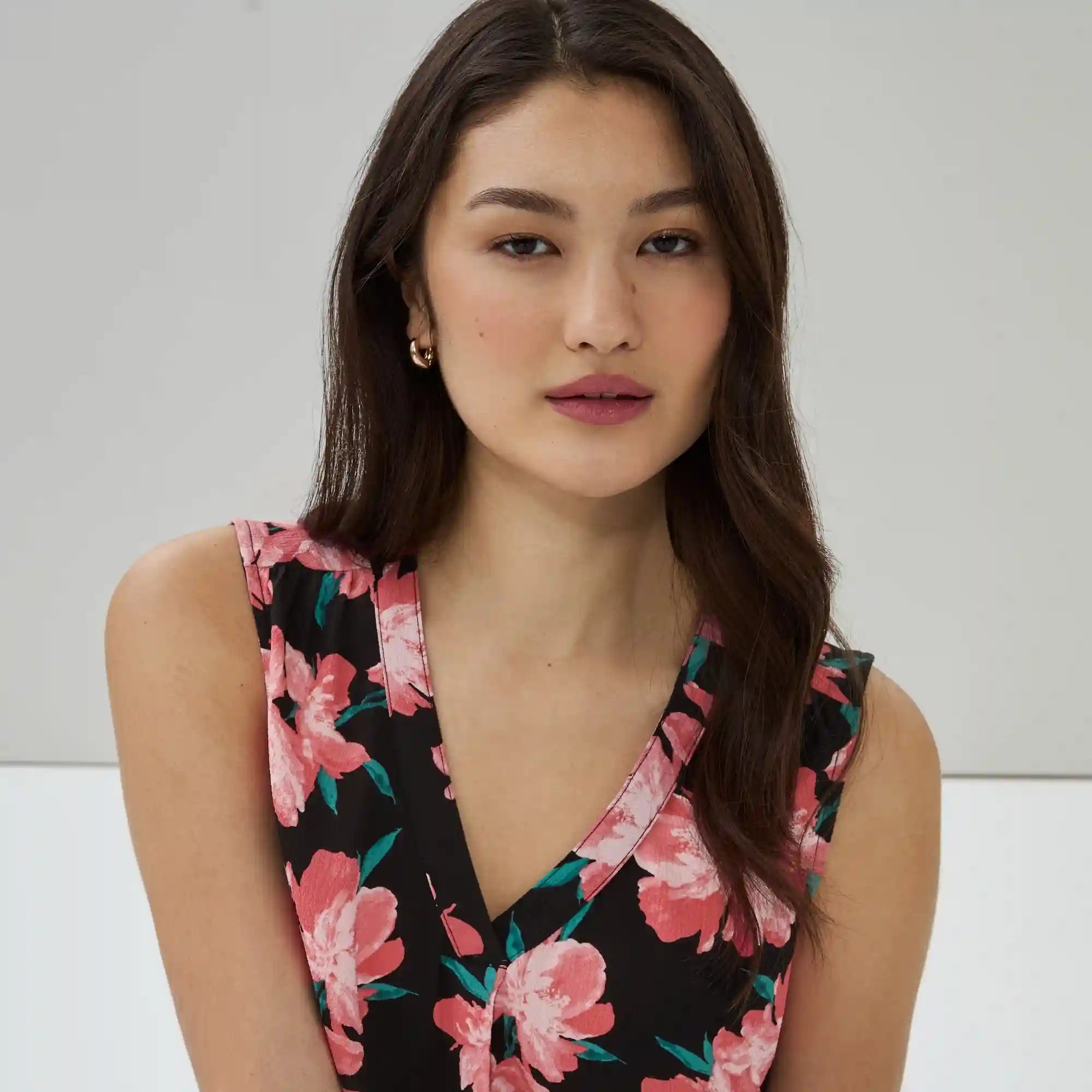 Printed V-Neck Tank Top