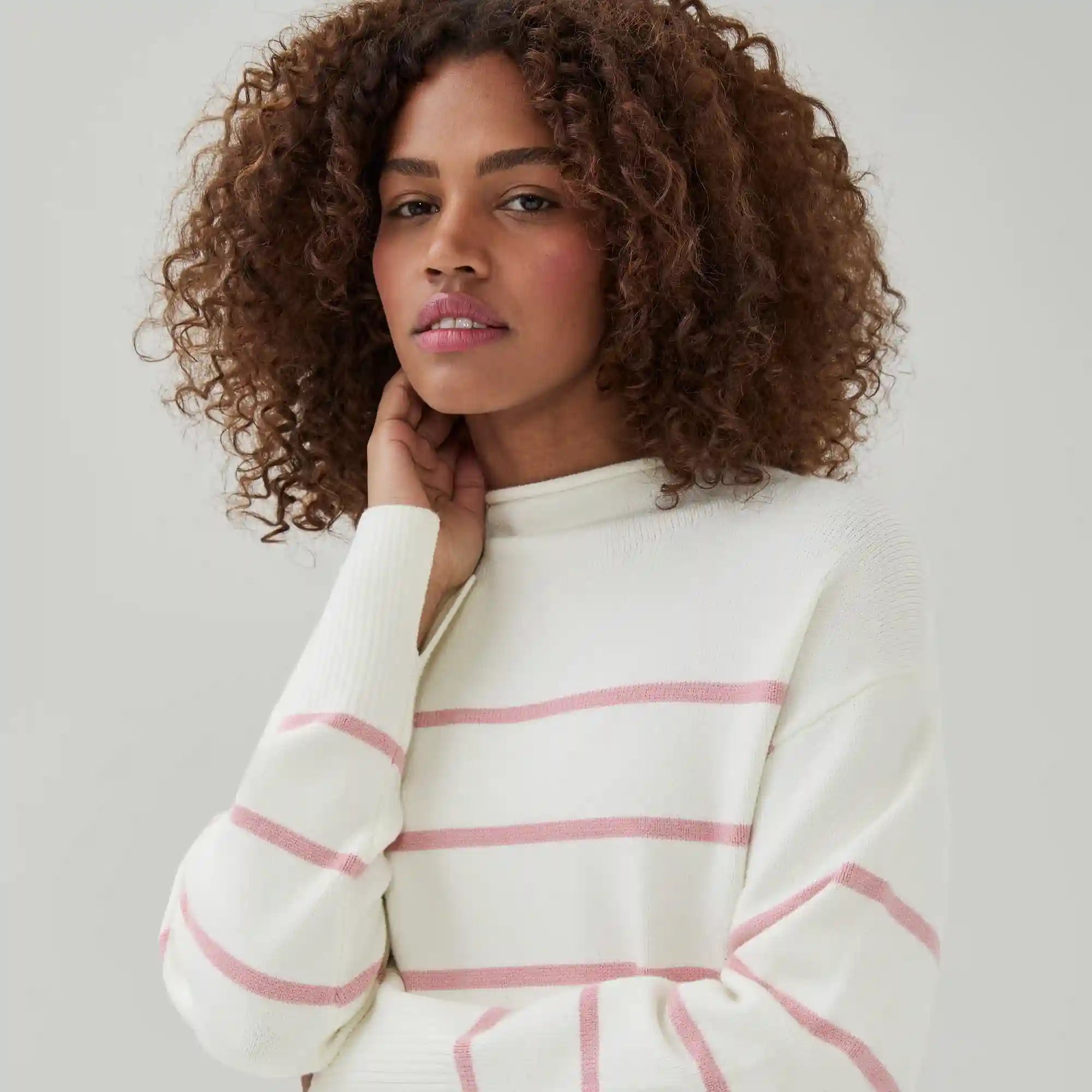 Striped Funnel Neck Sweater