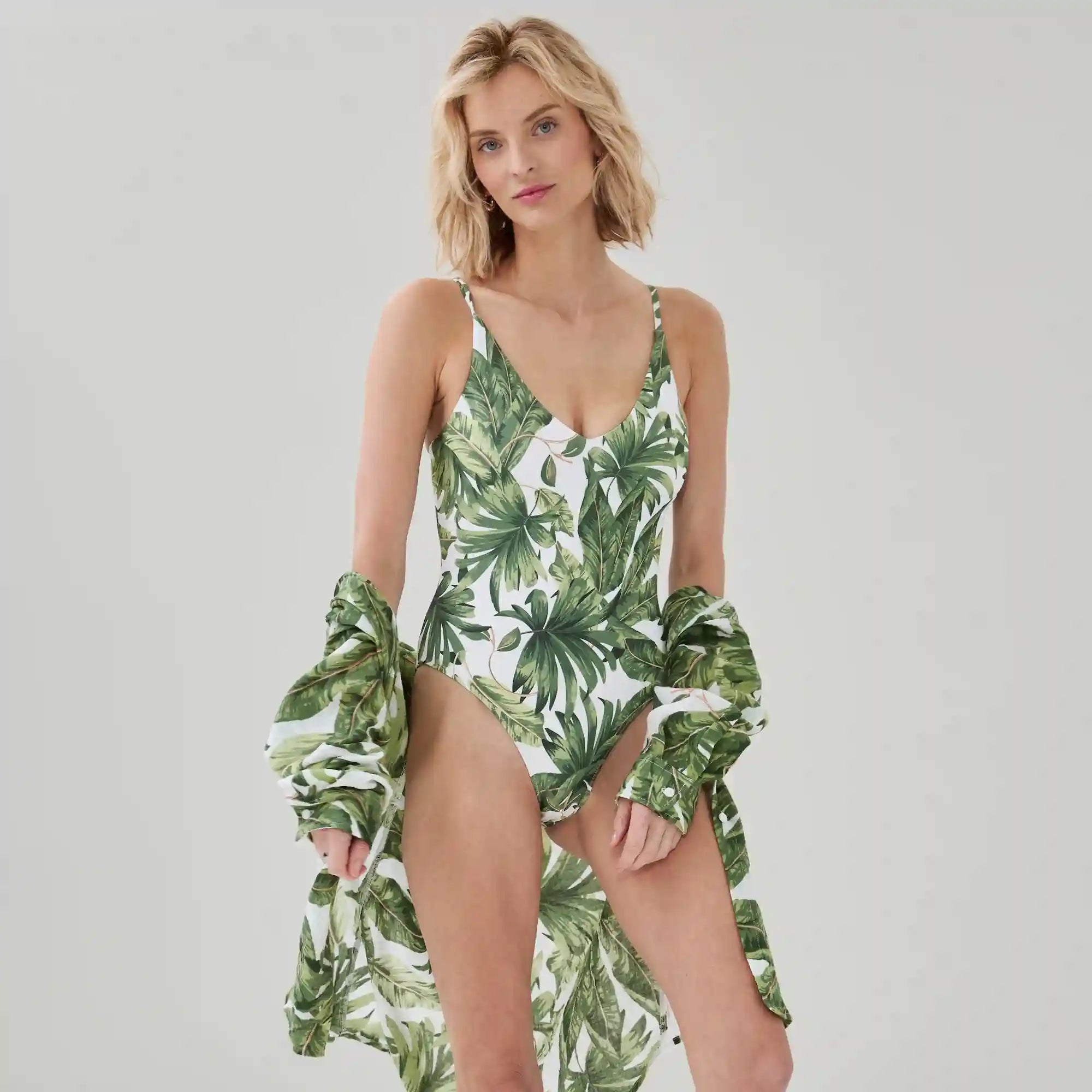 Printed V-Neck Swimsuit