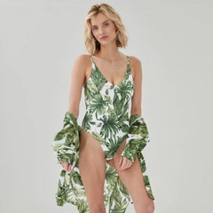 Printed V-Neck Swimsuit