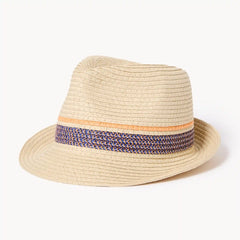 Toddler Boys' Striped Straw Fedora