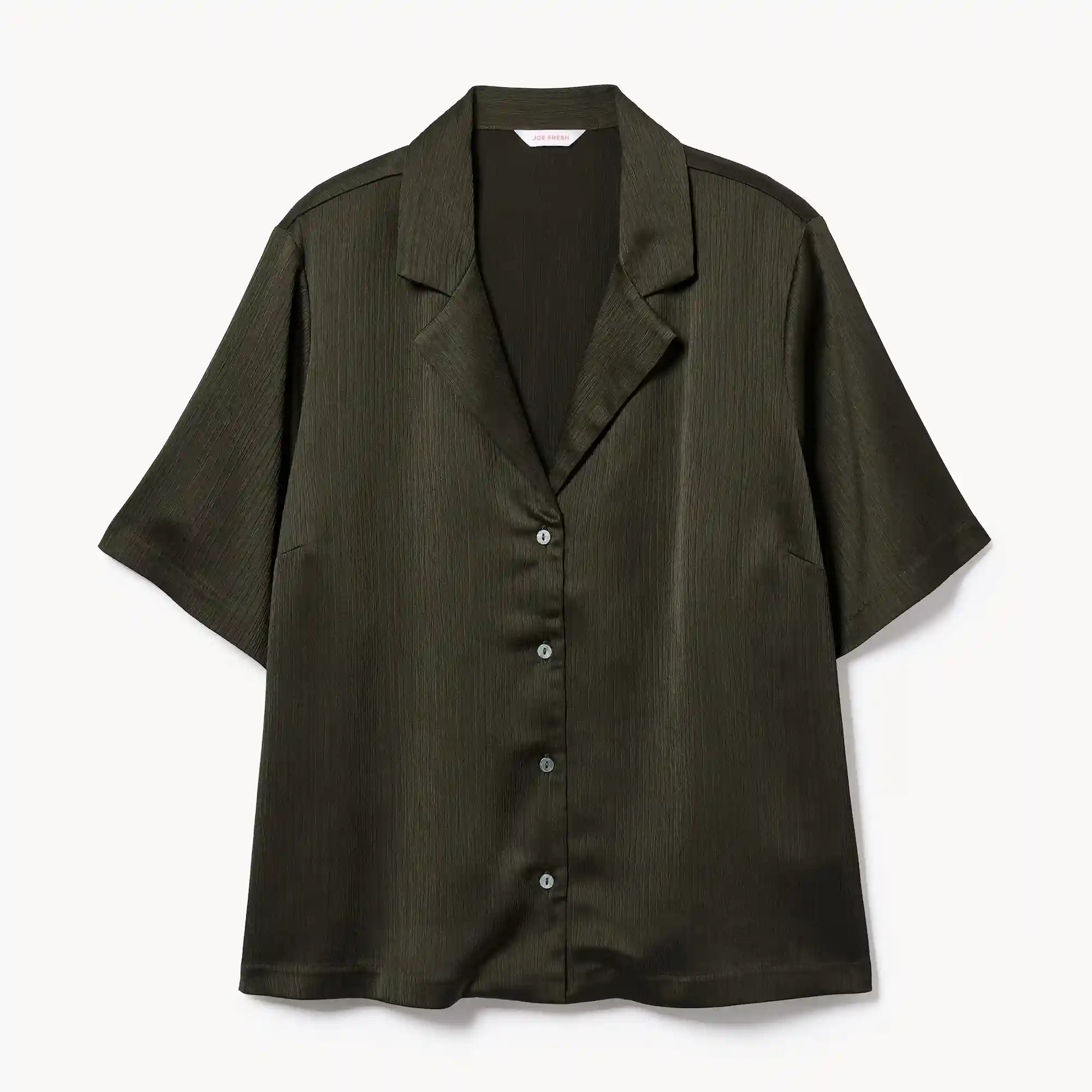 Women+ Plisse Satin Camp Shirt