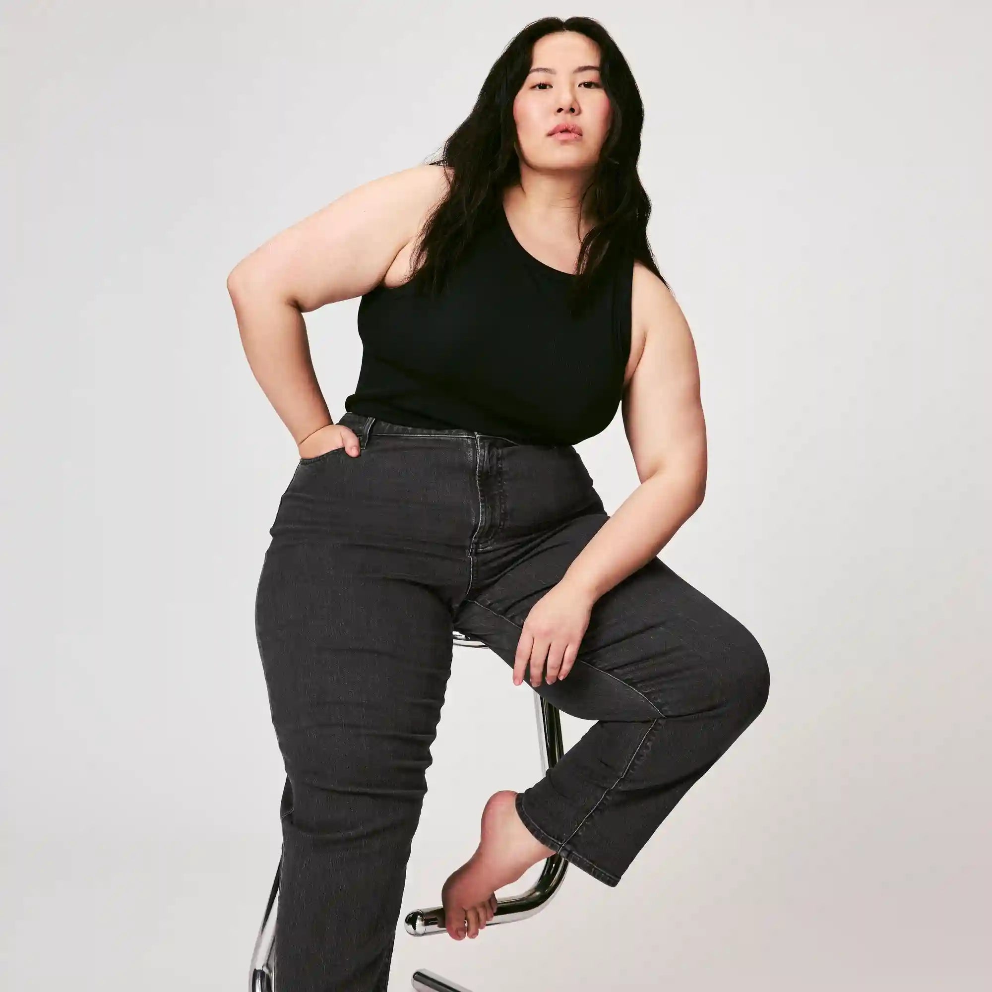 Women+ Black Wash Relaxed Fit Jean