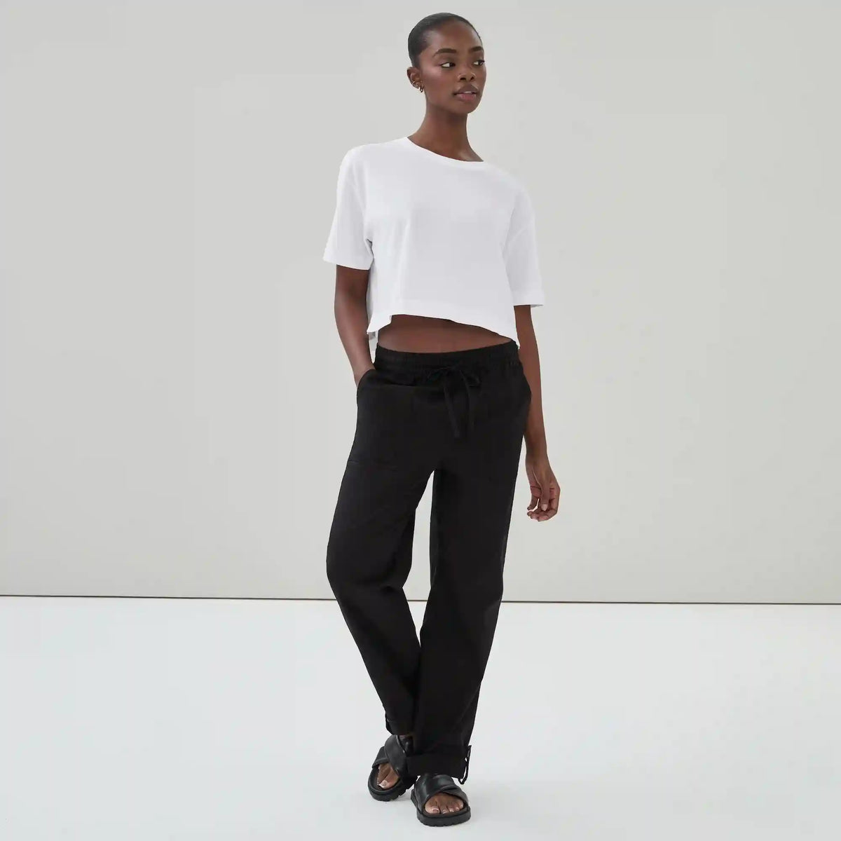 Linen Cotton Roll Cuff Pant