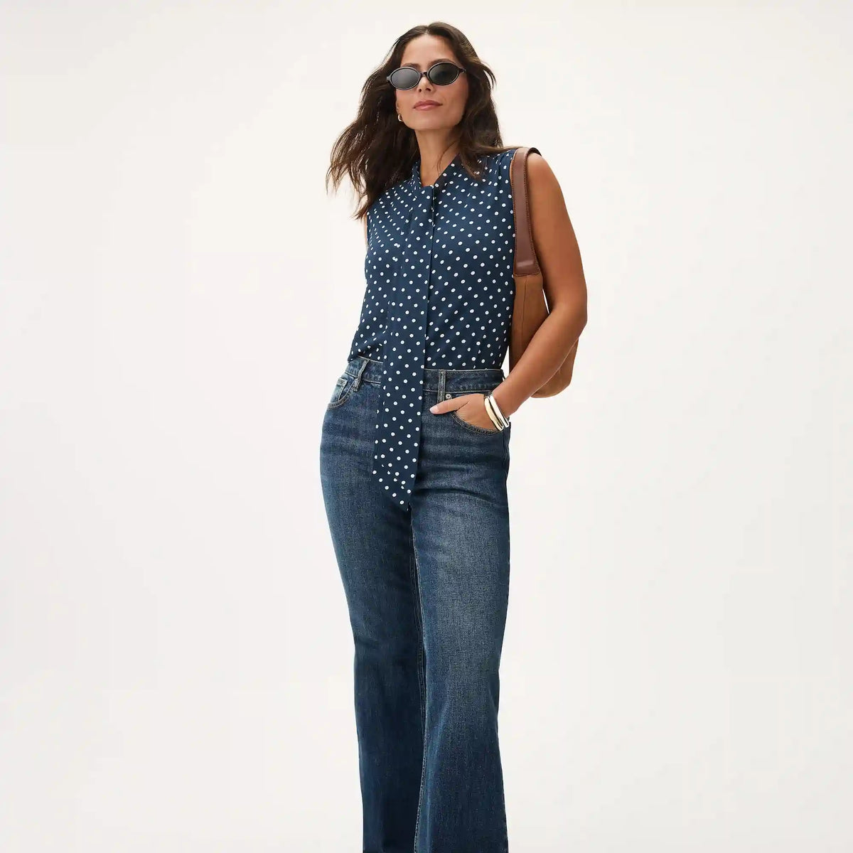 Printed Tie-Neck Tank Top