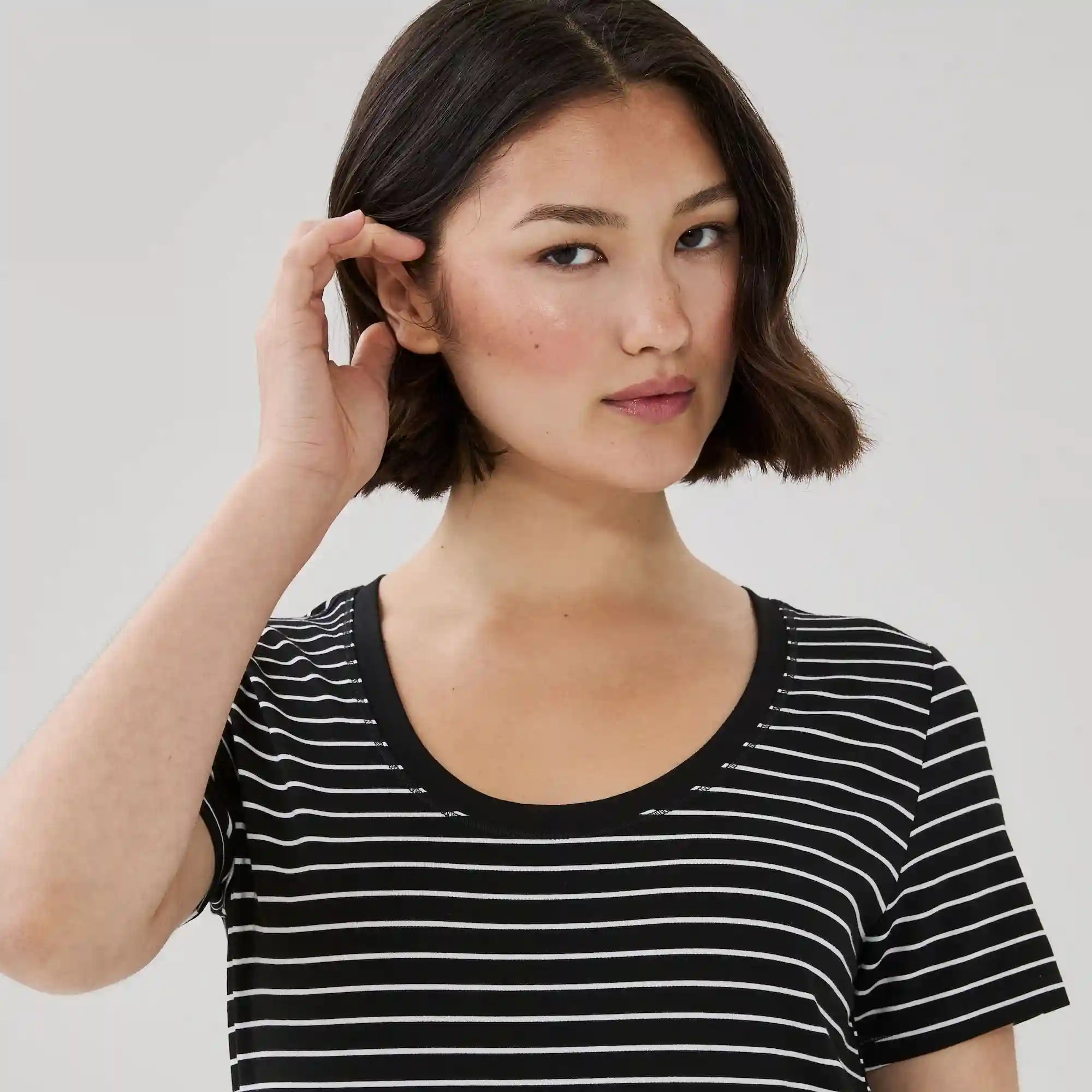 Active Scoop Neck Striped T-Shirt