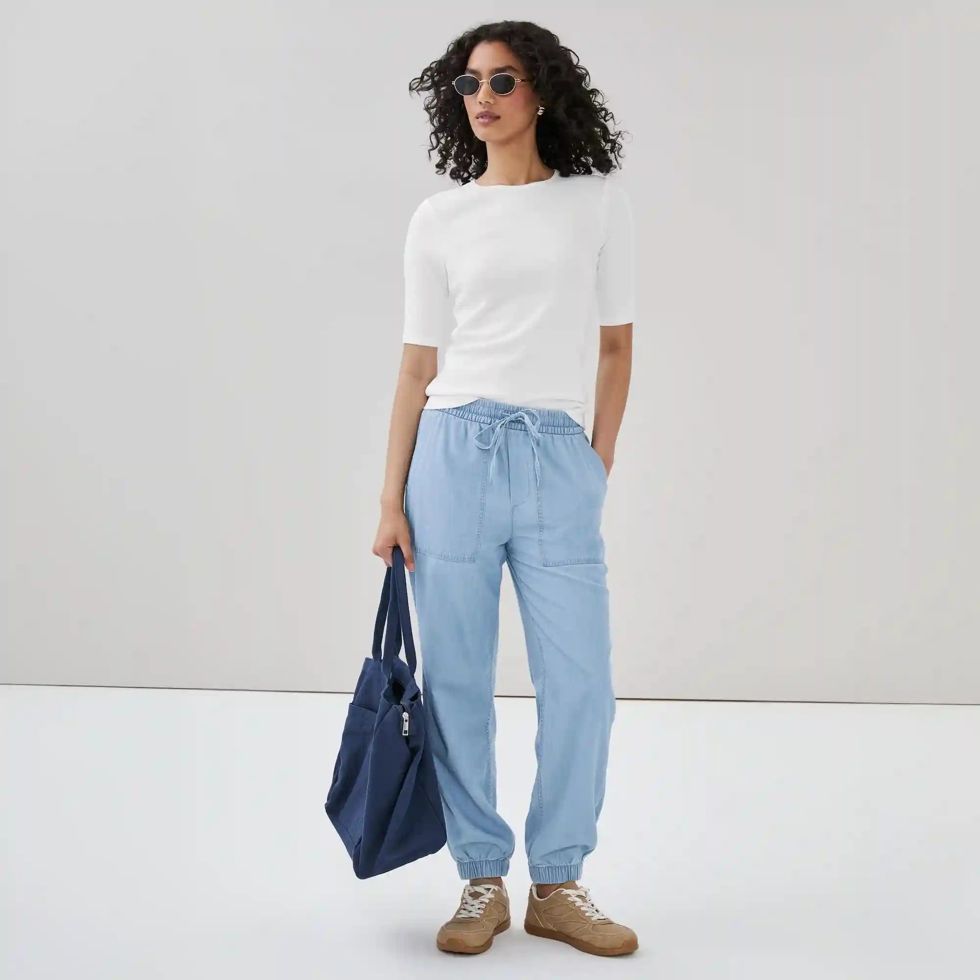 Ribbed Quarter Sleeve T-Shirt