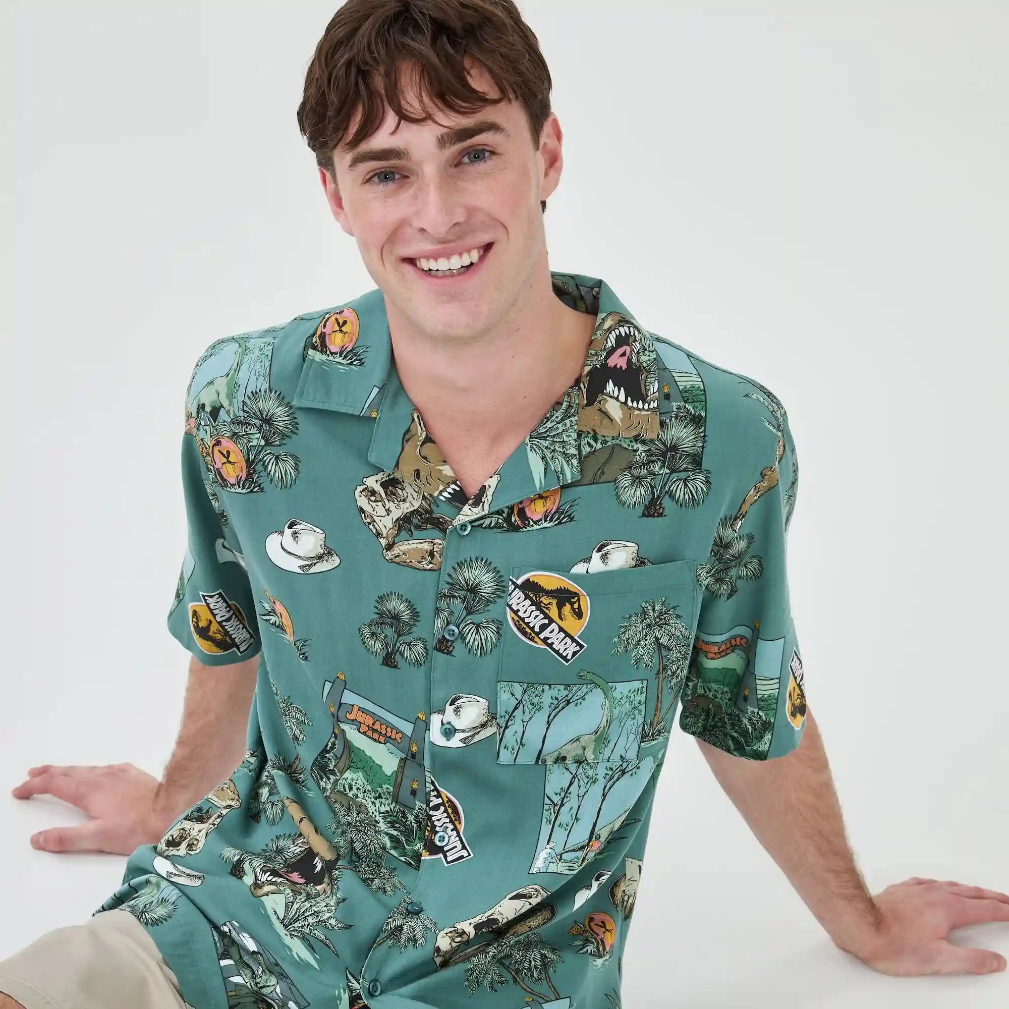 Men's Jurassic Park Gauze Button-Up Shirt