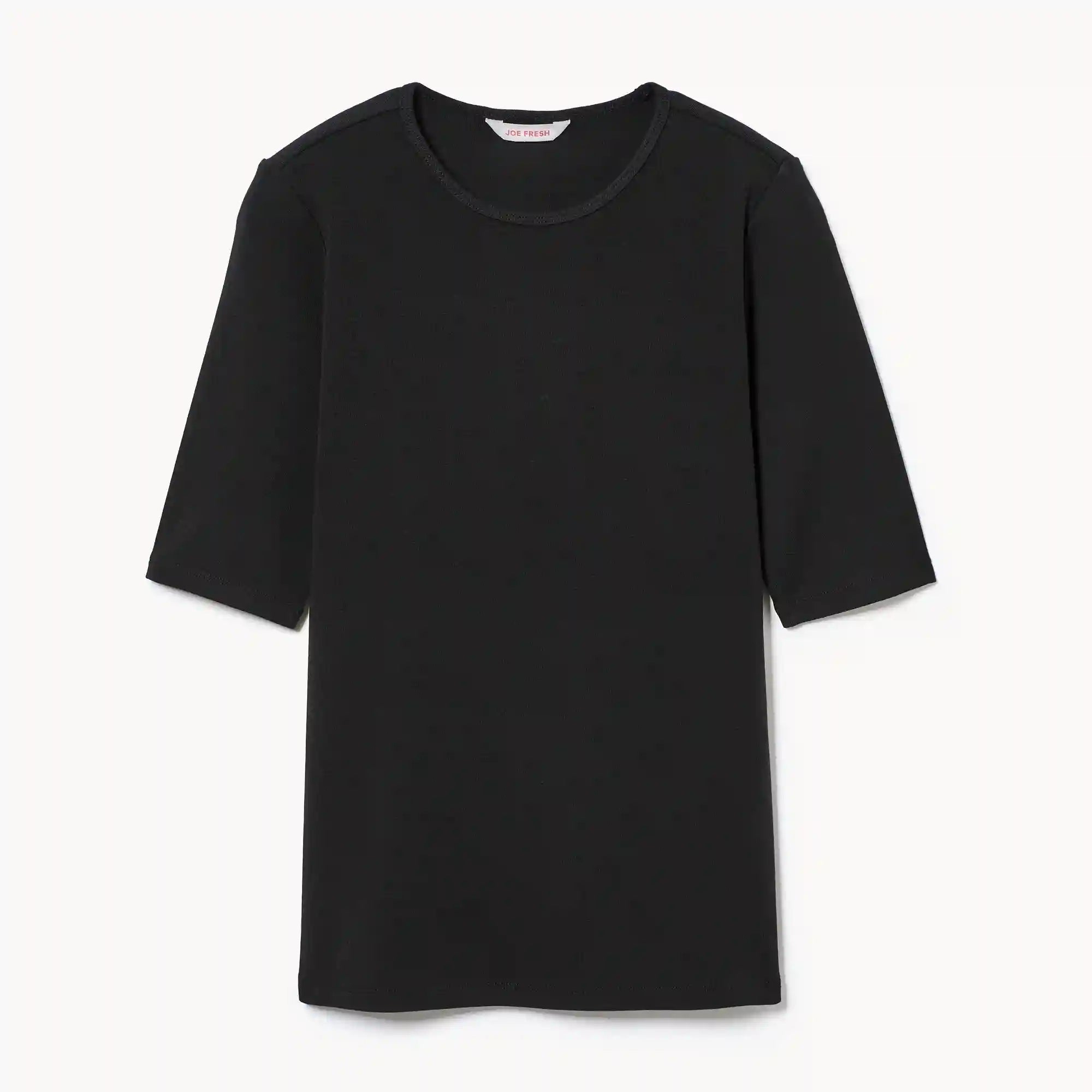 Ribbed Quarter Sleeve T-Shirt