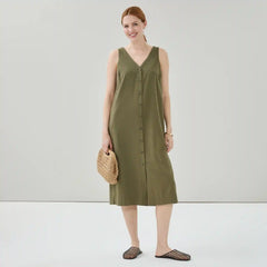 Button Front Midi Dress