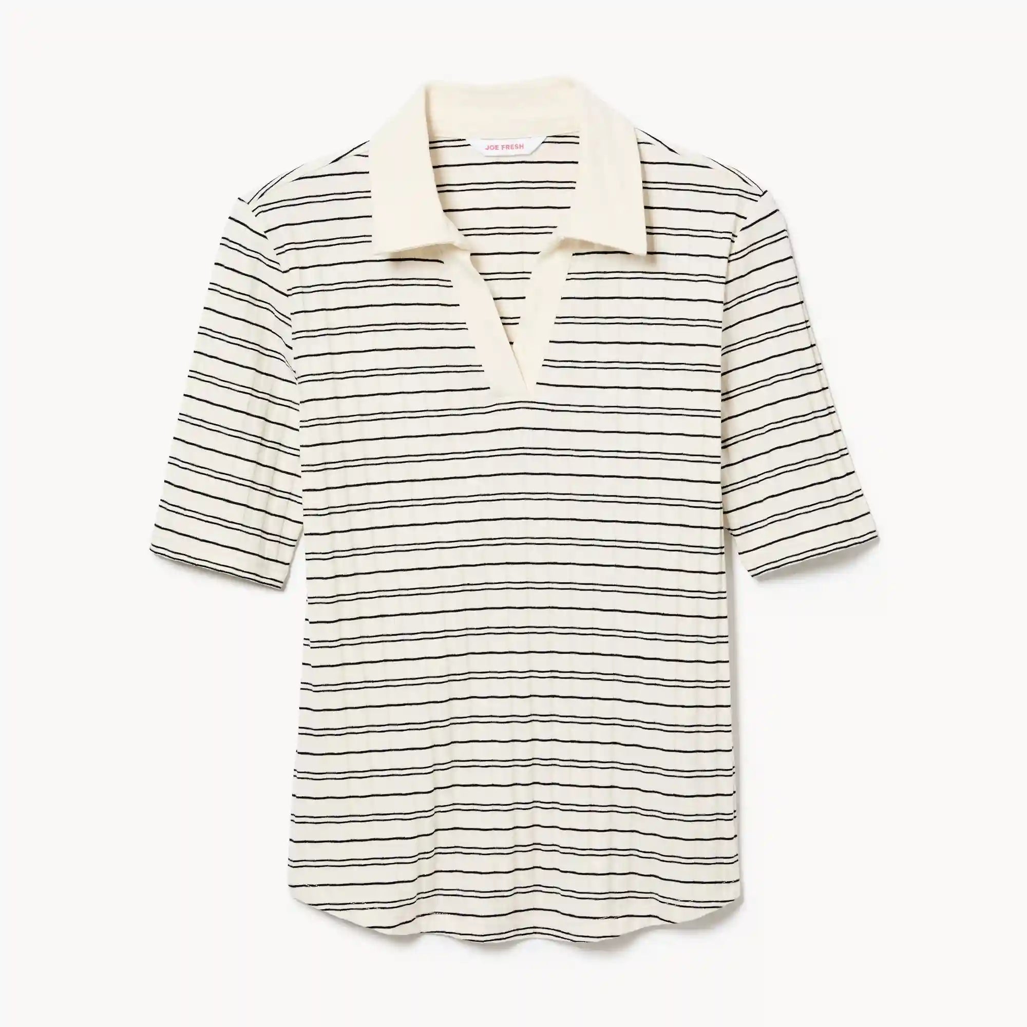 Ribbed Striped Polo