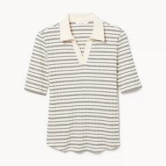 Ribbed Striped Polo