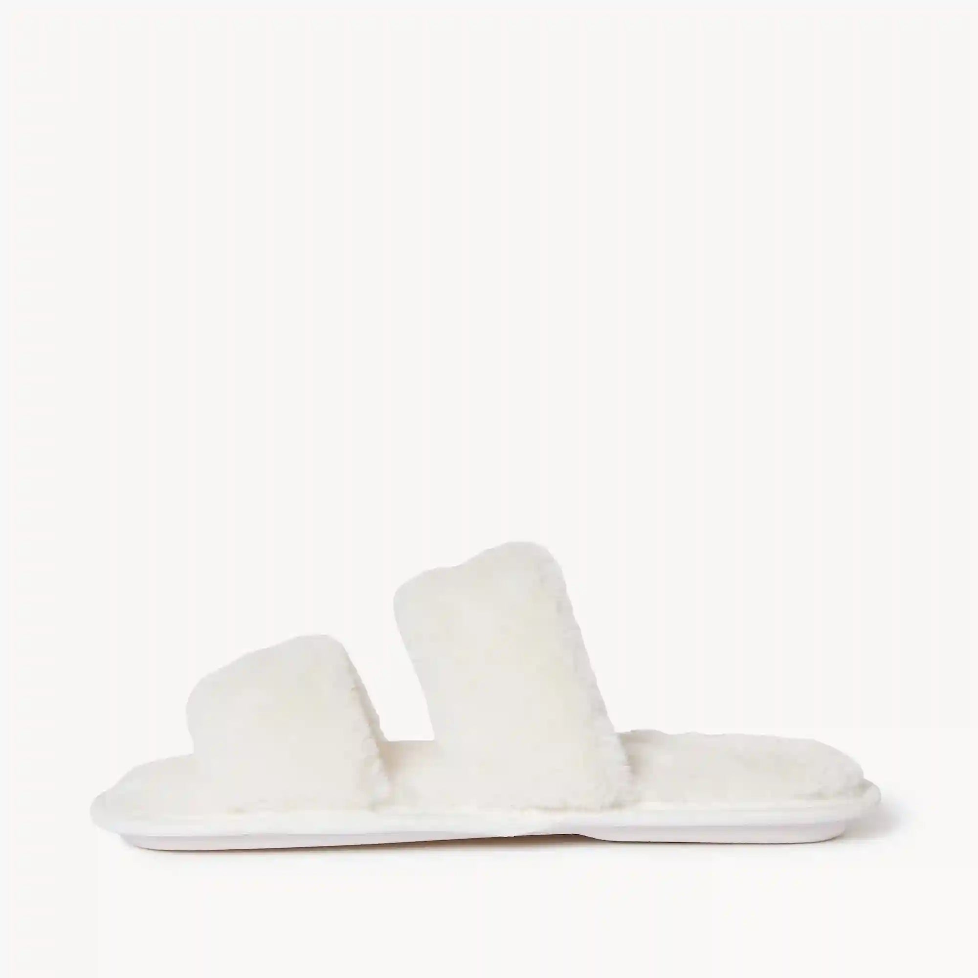 Faux Fur Double Strap Slippers