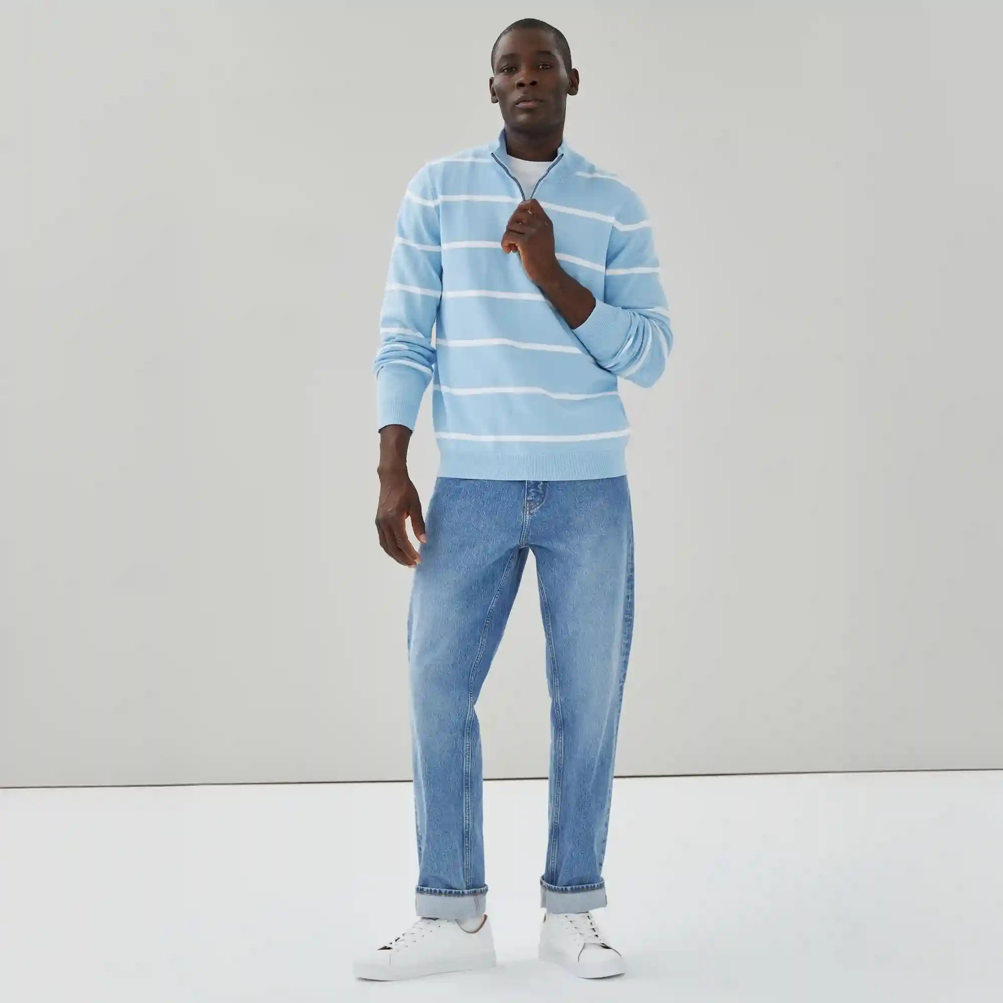 Men's Essential Striped Quarter-Zip Sweater