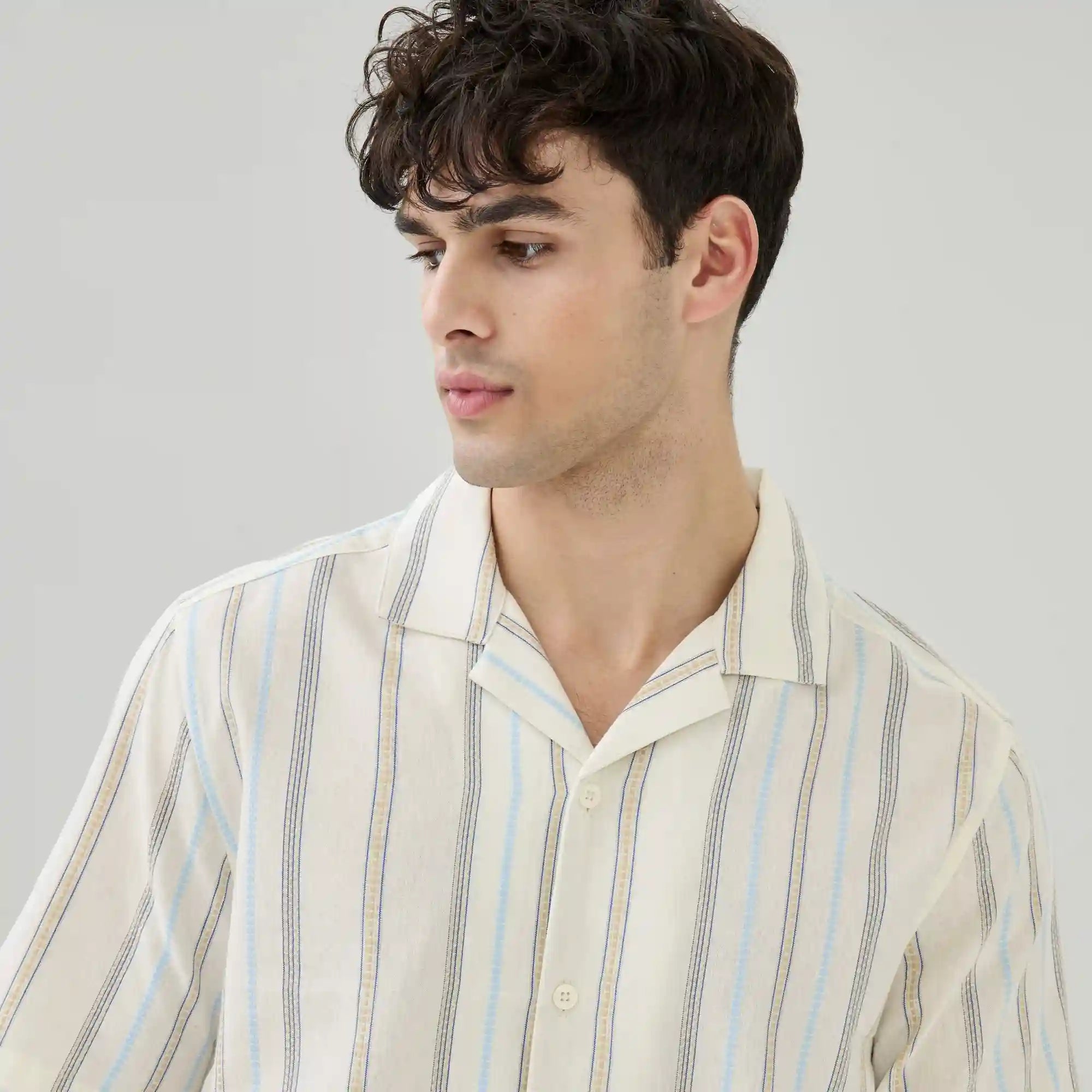 Men's Striped Button-Up Shirt